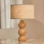 Oliver Wooden Lamp with Beige Shade | Elegant Geometric Design for Your Home Tavellio
