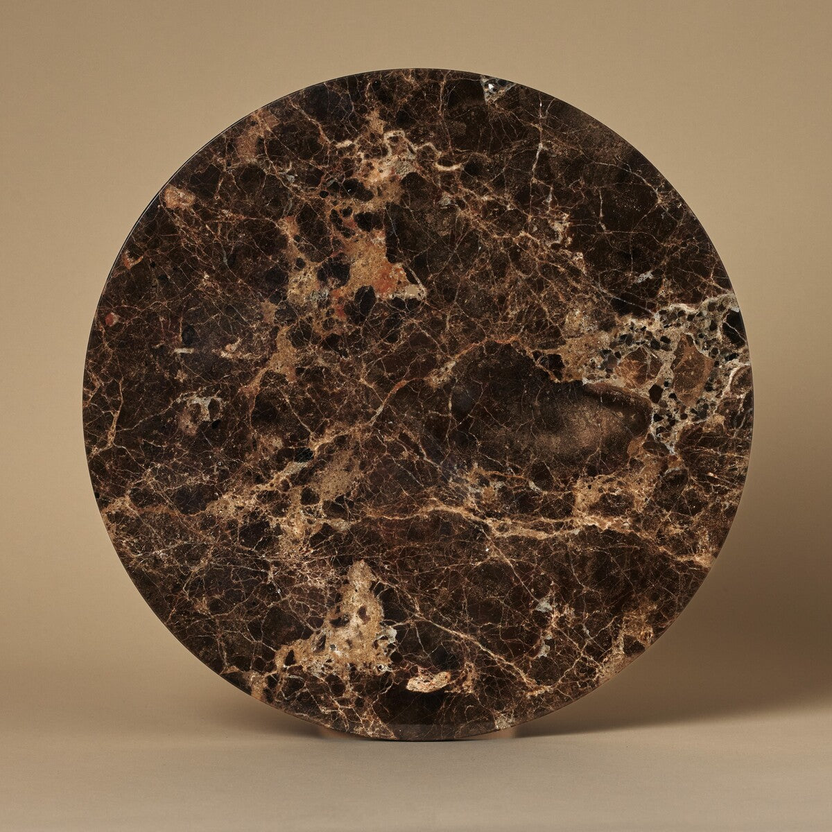 Noma Emperador Dark marble tray showing polished brown stone with natural veining