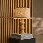 Oliver Wooden Lamp with Beige Shade | Elegant Geometric Design for Your Home Tavellio