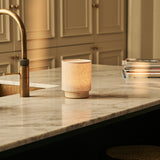 Onoda Small Beige – Travertino Classico Travertine Rechargeable Table Lamp | 3 Light Modes, Dimmable & Interchangeable Lampshade