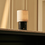 Onoda Black – Nero Marquina Marble Rechargeable Table Lamp | Authentic, Interchangeable Lampshade & Linen Blend