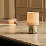 Onoda Green – Ice Green Marble Rechargeable Table Lamp | Authentic, Interchangeable Lampshade & Linen Blend