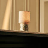 Onoda Green – Ice Green Marble Rechargeable Table Lamp | Authentic, Interchangeable Lampshade & Linen Blend
