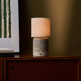 Onoda Large Silver Travertine Rechargeable Table Lamp