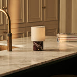Onoda Red – Rosso Levanto Marble Rechargeable Table Lamp | With Linen Interchangeable Lampshade & Rechargeable Design