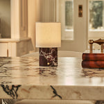 Onoda Red – Rosso Levanto Marble Rechargeable Table Lamp | With Linen Interchangeable Lampshade & Rechargeable Design