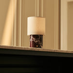 Onoda Red – Rosso Levanto Marble Rechargeable Table Lamp | With Linen Interchangeable Lampshade & Rechargeable Design