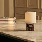 Onoda Red – Rosso Levanto Marble Rechargeable Table Lamp | With Linen Interchangeable Lampshade & Rechargeable Design