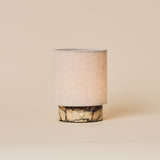 Rechargeable table lamp Onoda Small Calacatta Vionaro yellow marble base in living room setting
