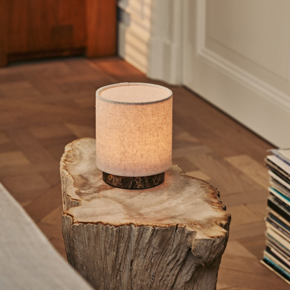 Onoda Small Brown – Emperador Dark Marble Rechargeable Table Lamp | 3 Light Modes, Dimmable & Interchangeable Lampshade