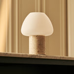 Ostade Beige Travertino Classico Travertine Rechargeable Table Lamp | Unique, Dimmable & 3 Light Colors
