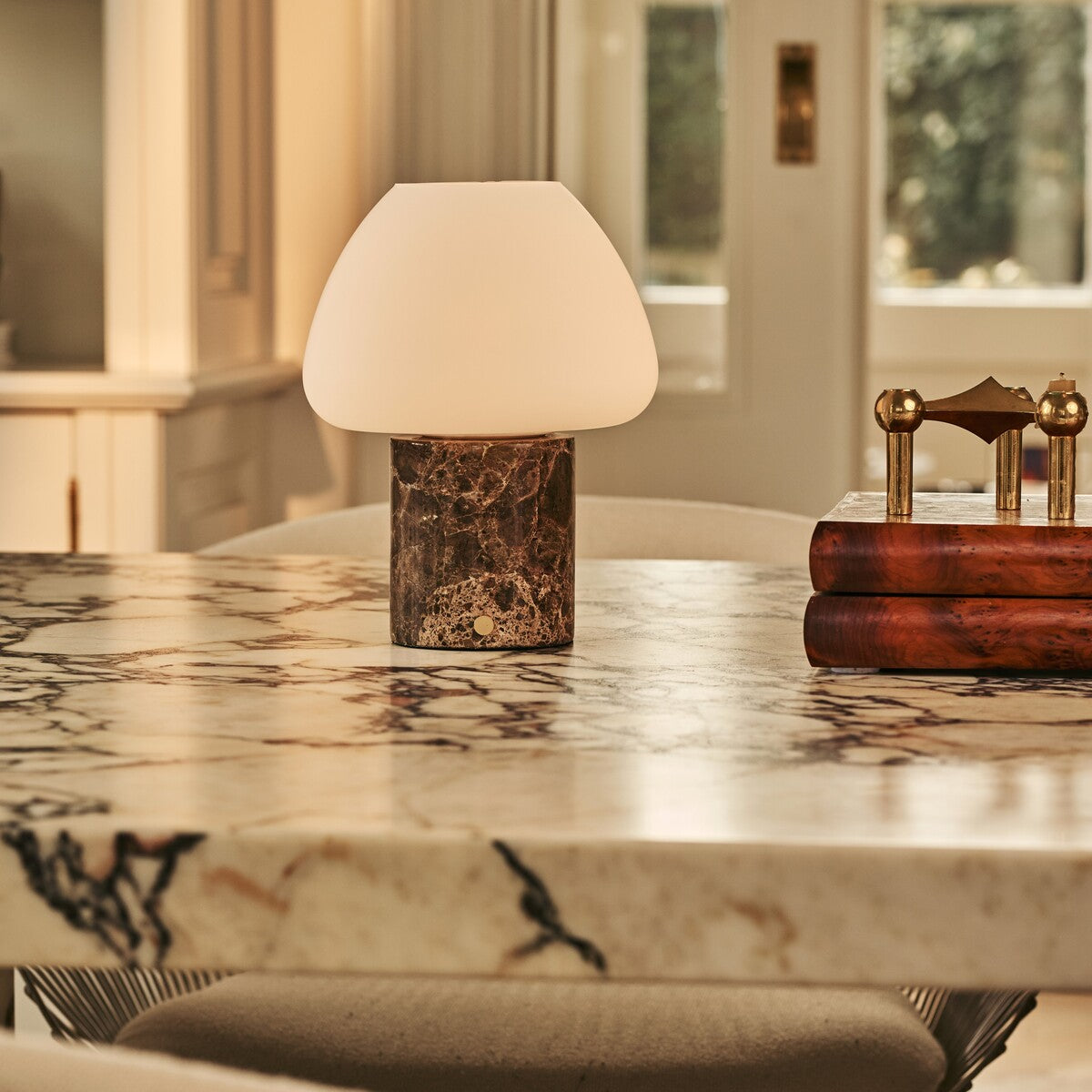Ostade Brown – Emperador Dark Marble Rechargeable Table Lamp | Unique, Dimmable & 3 Light Colors