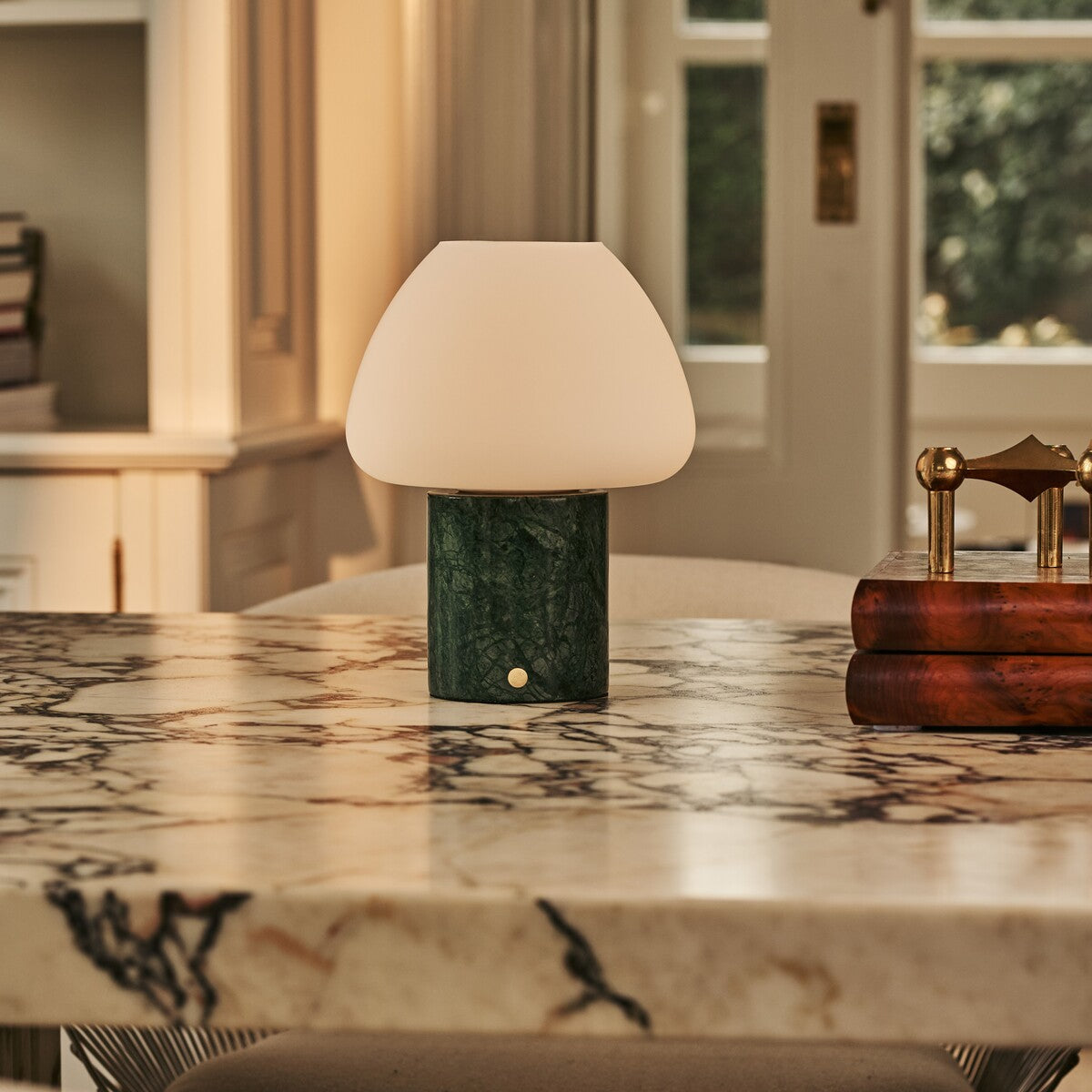 Ostade Green – Verde Alpi Marble Rechargeable Table Lamp | Unique, Dimmable & 3 Light Colors