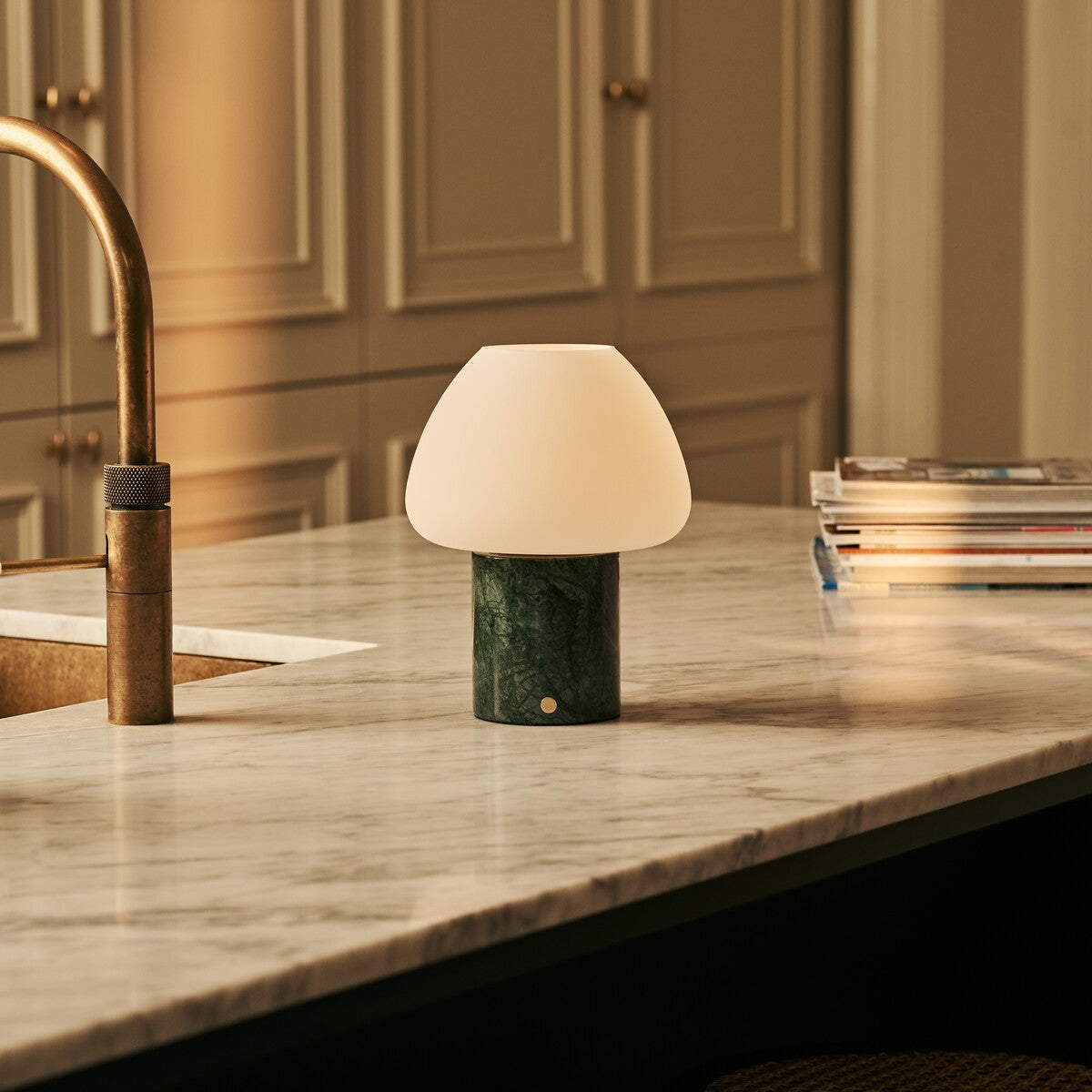 Ostade Green – Verde Alpi Marble Rechargeable Table Lamp | Unique, Dimmable & 3 Light Colors