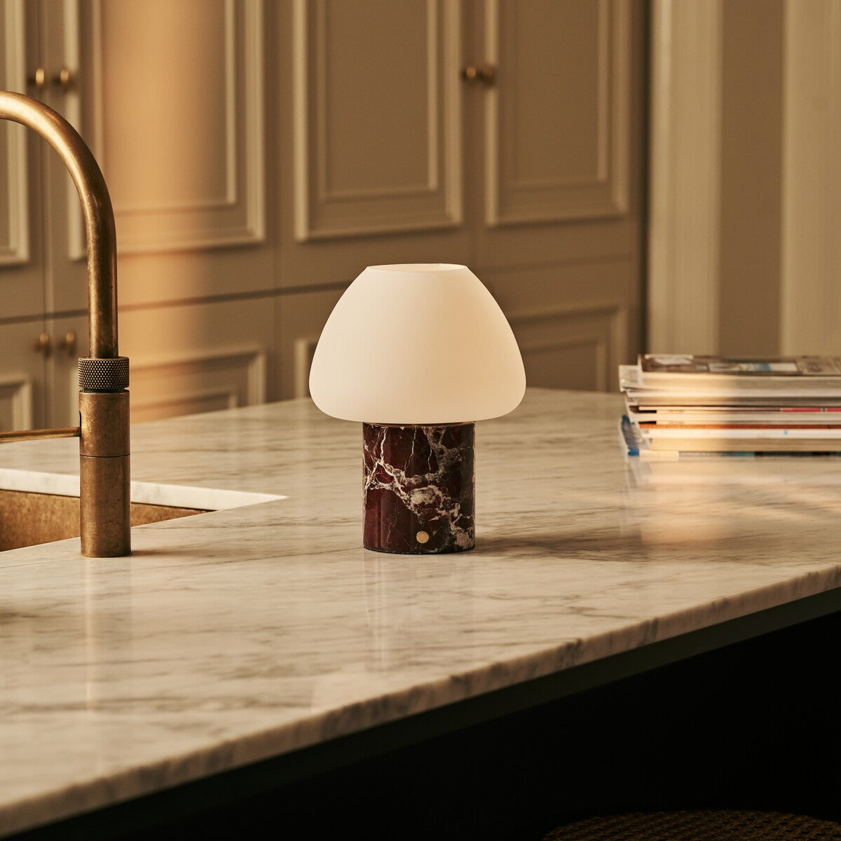 Ostade Red – Rosso Levanto Marble Rechargeable Table Lamp | Unique, Dimmable & 3 Light Colors