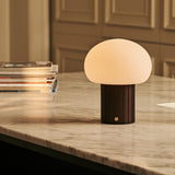 Pieter Dark Brown Rechargeable Table Lamp | Cordless, 3 Light Modes & Glass Lampshade