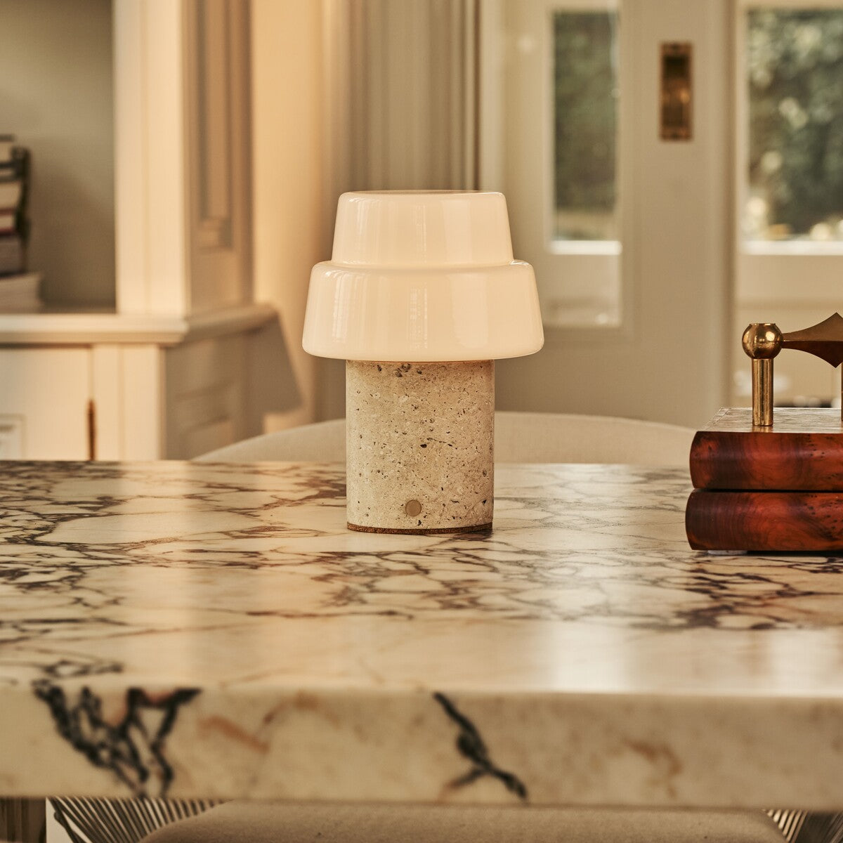 Pissarro Beige – Travertino Classico Travertine Rechargeable Table Lamp | Versatile, Dimmable & 3 Light Modes