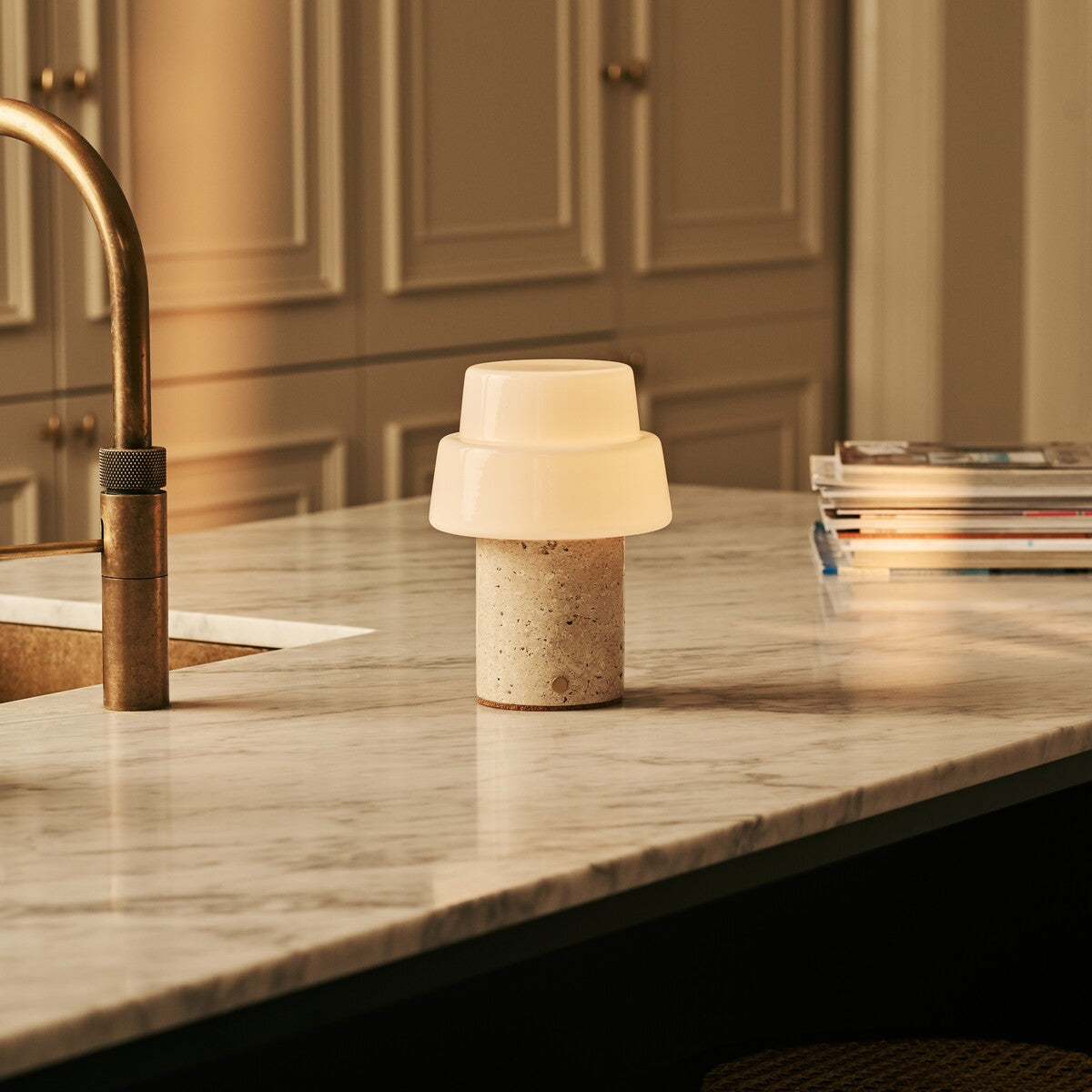 Pissarro Beige – Travertino Classico Travertine Rechargeable Table Lamp | Versatile, Dimmable & 3 Light Modes