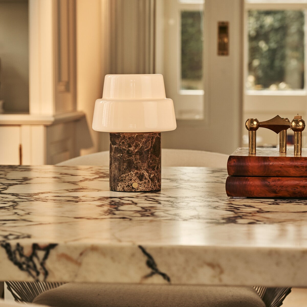 Pissarro Brown – Emperador Dark Marble Rechargeable Table Lamp | Versatile, Dimmable & 3 Light Modes