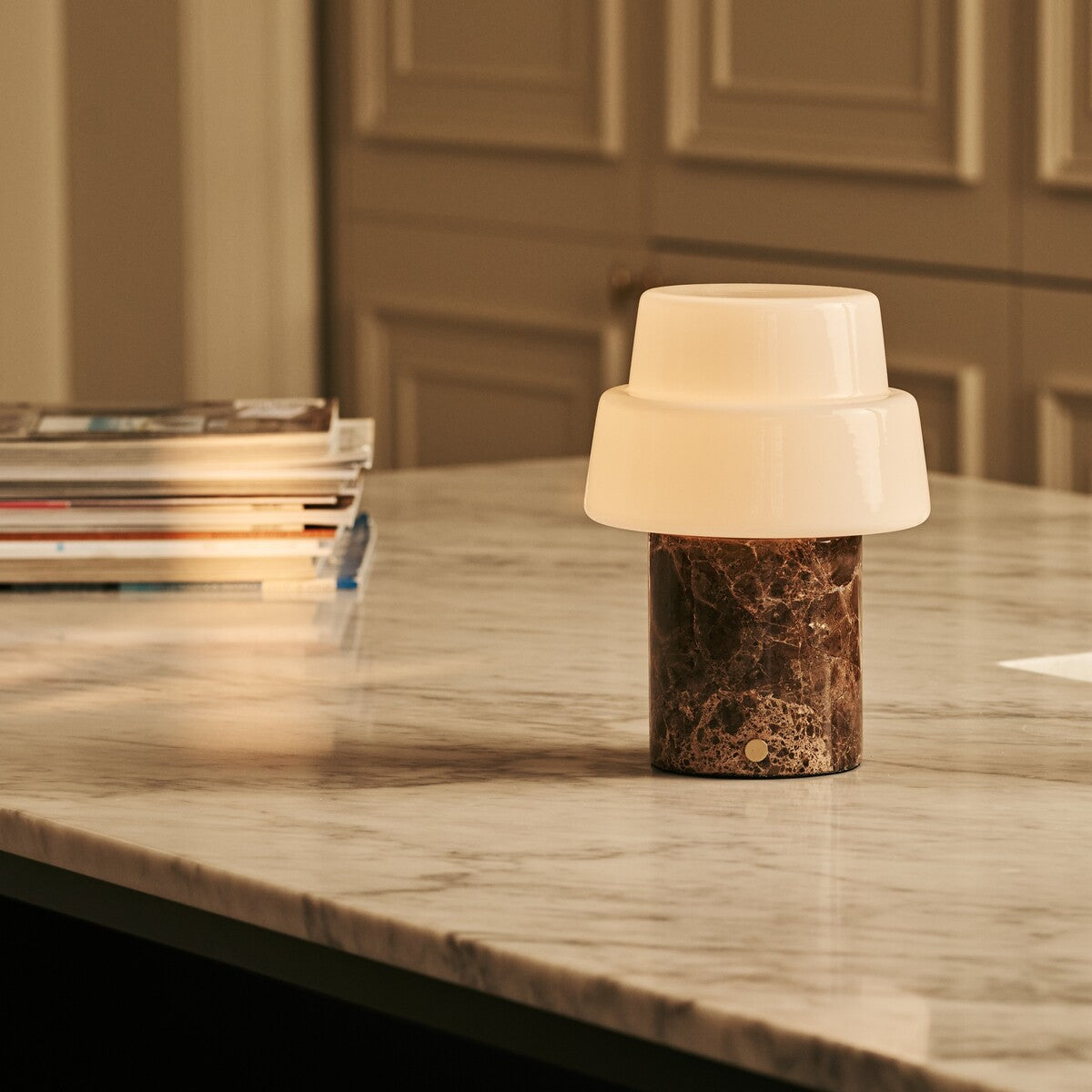Pissarro Brown – Emperador Dark Marble Rechargeable Table Lamp | Versatile, Dimmable & 3 Light Modes