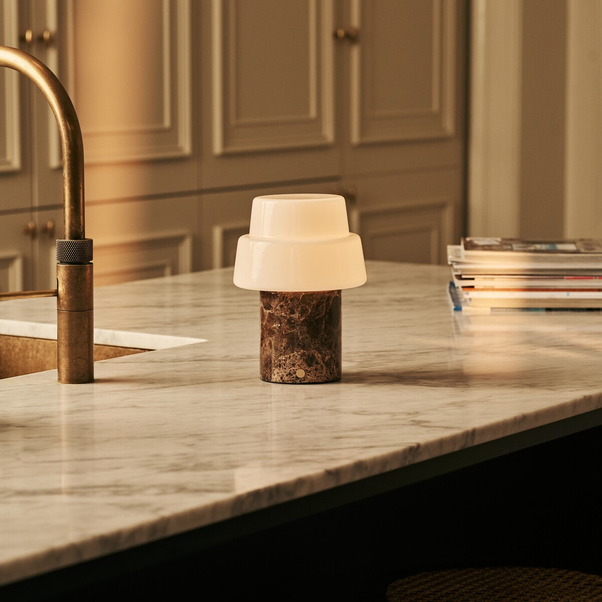 Pissarro Brown – Emperador Dark Marble Rechargeable Table Lamp | Versatile, Dimmable & 3 Light Modes