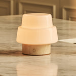 Pissarro Small Beige – Travertino Classico Travertine Rechargeable Table Lamp | Versatile, Dimmable & 3 Light Modes