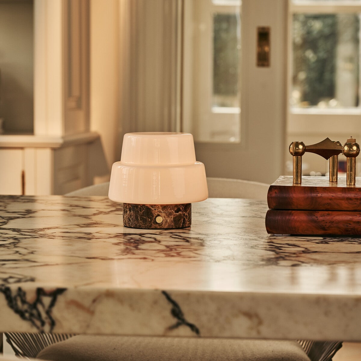 Pissarro Small Brown – Emperador Dark Marble Rechargeable Table Lamp | Versatile, Dimmable & 3 Light Modes