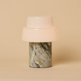 Pissarro rechargeable table lamp in ice green marble, shown on a neutral studio background.