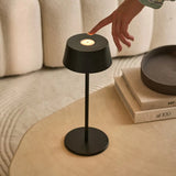 Hugo Midnight Black Rechargeable Table Lamp - Dimmable, Stylish & Cordless Tavellio