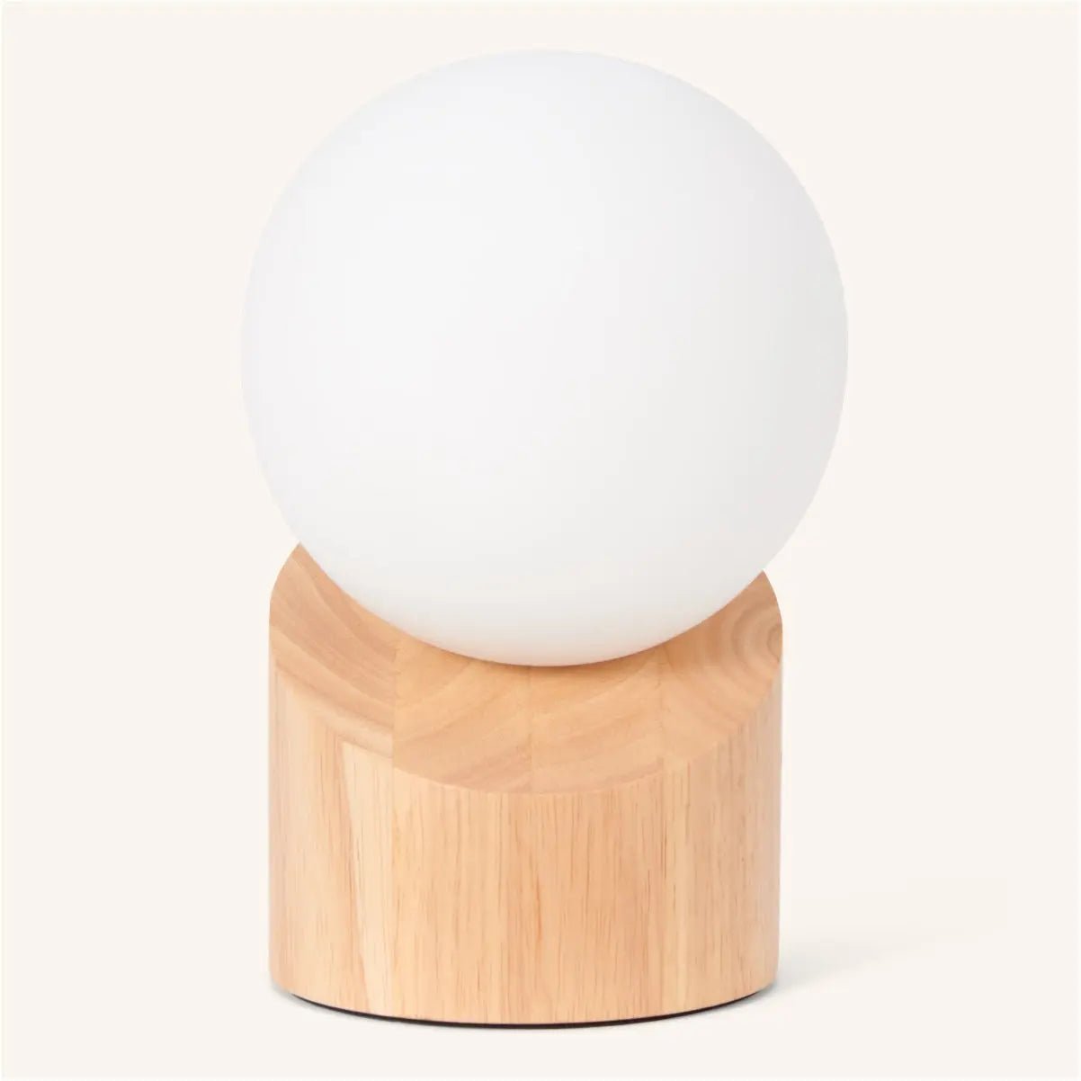 Quinn Wooden Lamp with Cord - Sustainable Rubberwood & Frosted Glass Tavellio