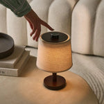 Rover Dark Brown Wooden Lamp – Rechargeable, Cordless & Dimmable Shade Tavellio