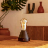 Zavi Dark Brown Rechargeable LED Table Lamp – Cordless, Dimmable, 80-Hour Battery Tavellio