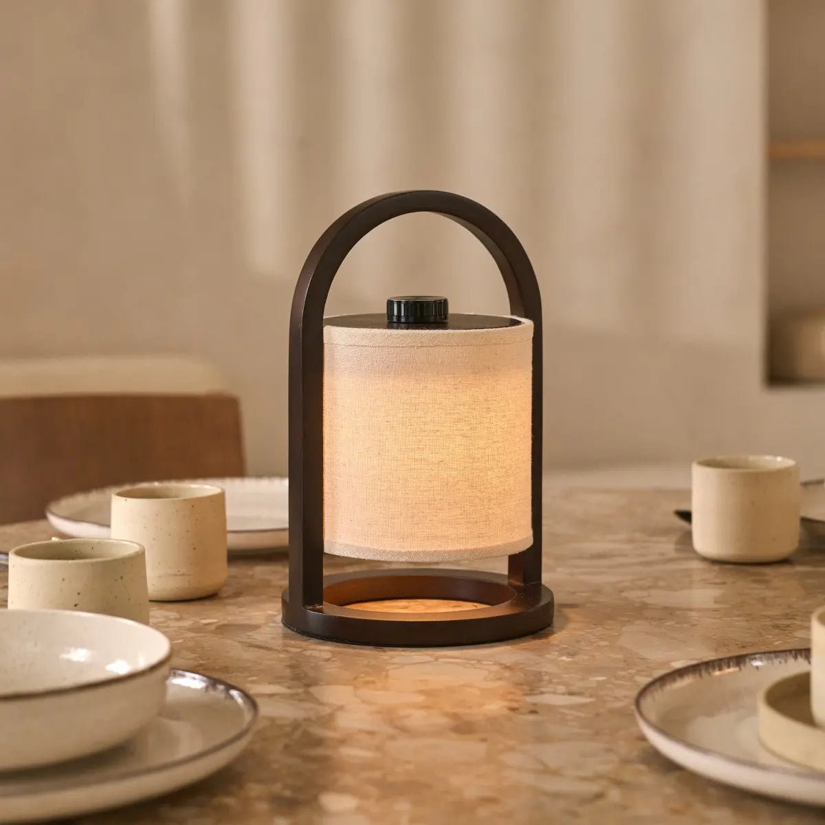 River Dark Brown Cordless Wooden Lamp – Rechargeable & Dimmable Tavellio