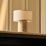 Redon Beige – Travertino Classico Travertine Rechargeable Table Lamp | Up to 100 Hours, Dimmable & Cordless