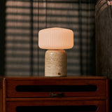 Renoir Large Classic Travertine Rechargeable Table Lamp