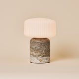Renoir Large Silver Travertine Rechargeable Table Lamp