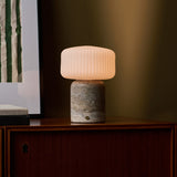 Renoir Large Silver Travertine Rechargeable Table Lamp
