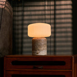 Renoir Large Silver Travertine Rechargeable Table Lamp