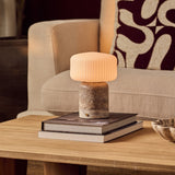 Renoir Large Silver Travertine Rechargeable Table Lamp