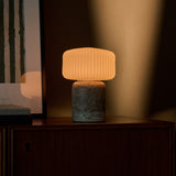 Renoir Large Silver Travertine Rechargeable Table Lamp