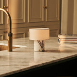 Redon White – Lilac Marble Rechargeable Table Lamp | Up to 100 Hours, Dimmable & Cordless