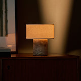 Redon Medium Silver Travertine Rechargeable Table Lamp