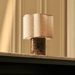 Sisley Brown – Emperador Dark Marble Rechargeable Table Lamp | Cordless, Up to 100 Hours & Linen Blend