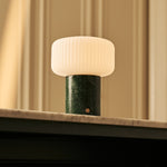 Renoir Green – Verde Alpi Marble Rechargeable Table Lamp | Cordless, Dimmable & Up to 100 Hours of Light