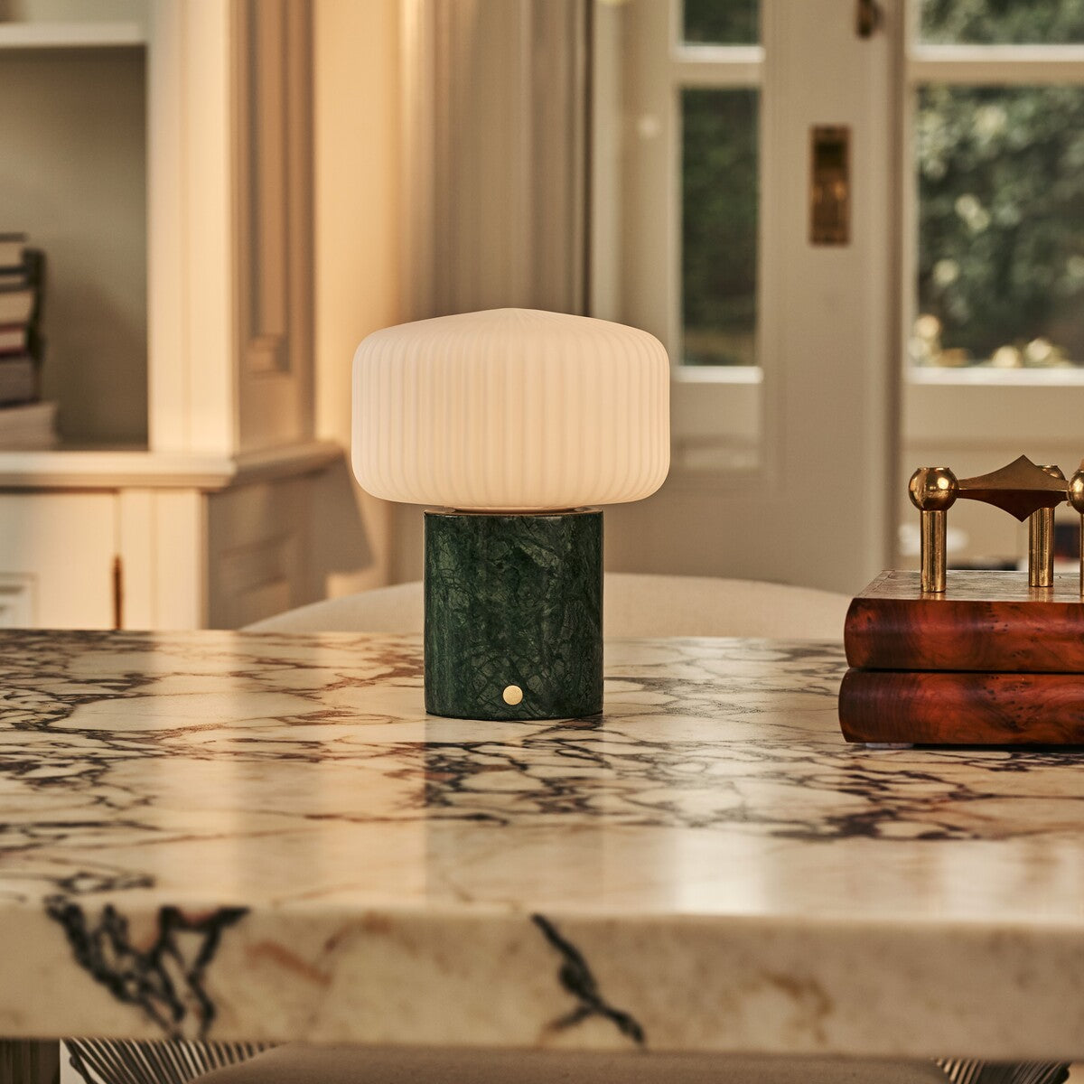 Renoir Green – Verde Alpi Marble Rechargeable Table Lamp | Cordless, Dimmable & Up to 100 Hours of Light