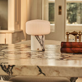 Renoir White – Lilac Marble Rechargeable Table Lamp | Cordless, Dimmable & Up to 100 Hours of Light