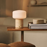 Renoir Beige – Travertin Wiederaufladbare Travertin-Tischlampe 