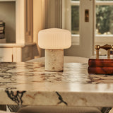 Renoir Beige – Travertino Classico Travertine Rechargeable Table Lamp | Cordless, Dimmable & Up to 100 Hours of Light