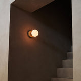 Richella Light Brown Wooden & Glass Wall Light – Rechargeable & Cordless Tavellio
