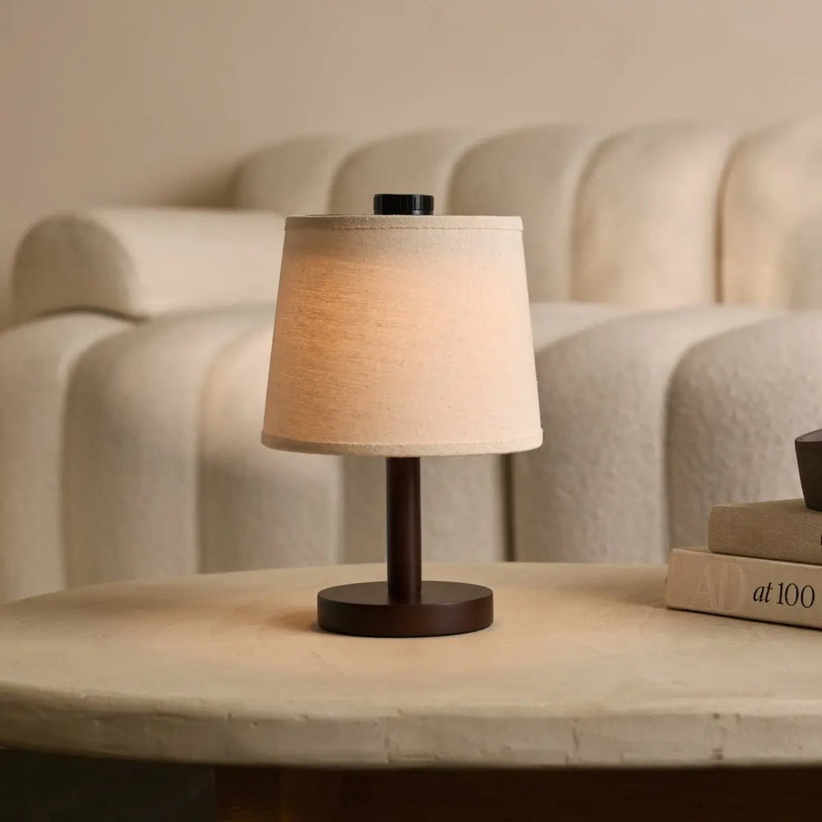 Rover Dark Brown Wooden Lamp – Rechargeable, Cordless & Dimmable Shade Tavellio